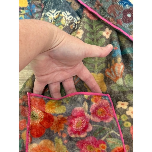 Natural Life Women Robe Med Floral Patchwork Fleece Boho Loungewear Relaxation - Picture 9 of 10